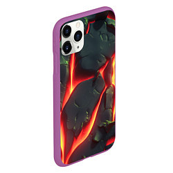 Чехол iPhone 11 Pro матовый Красные плиты с лавой, цвет: 3D-фиолетовый — фото 2