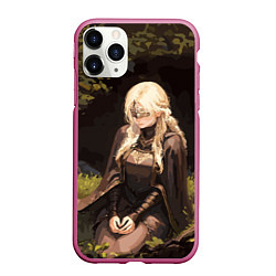 Чехол iPhone 11 Pro матовый Fire keeper - Dark souls 3, цвет: 3D-малиновый