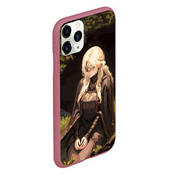 Чехол iPhone 11 Pro матовый Fire keeper - Dark souls 3, цвет: 3D-малиновый — фото 2