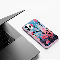 Чехол iPhone 11 Pro матовый Цветочная аура, цвет: 3D-розовый — фото 2