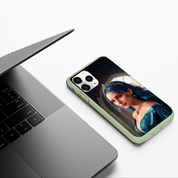 Чехол iPhone 11 Pro матовый Девушка принцесса с синими волосами, цвет: 3D-салатовый — фото 2