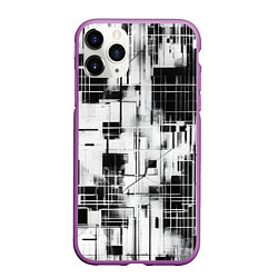 Чехол iPhone 11 Pro матовый Кибер Сетка гранж, цвет: 3D-фиолетовый