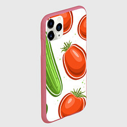 Чехол iPhone 11 Pro матовый Помидоры и огурцы, цвет: 3D-малиновый — фото 2