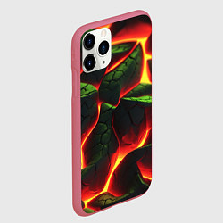 Чехол iPhone 11 Pro матовый Зеленые плиты и лава, цвет: 3D-малиновый — фото 2