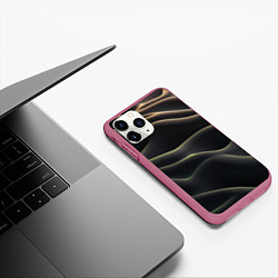 Чехол iPhone 11 Pro матовый Объемная темная текстура, цвет: 3D-малиновый — фото 2