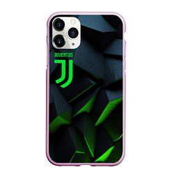 Чехол iPhone 11 Pro матовый Juventus black green logo, цвет: 3D-розовый