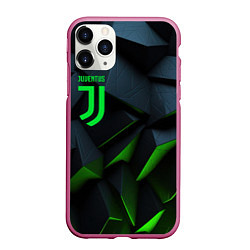 Чехол iPhone 11 Pro матовый Juventus black green logo, цвет: 3D-малиновый