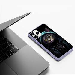 Чехол iPhone 11 Pro матовый Кот в капюшоне стиль киберпанк, цвет: 3D-светло-сиреневый — фото 2