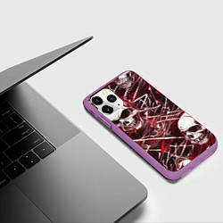 Чехол iPhone 11 Pro матовый Красные скелетоны, цвет: 3D-фиолетовый — фото 2