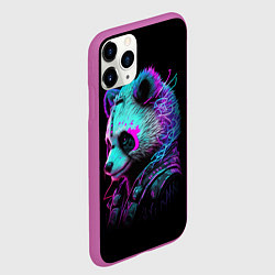 Чехол iPhone 11 Pro матовый Панда киберпанк, цвет: 3D-фиолетовый — фото 2
