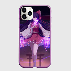 Чехол iPhone 11 Pro матовый Touhou Project Рейму Хакурей, цвет: 3D-фиолетовый