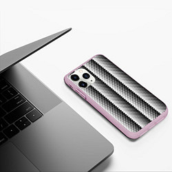 Чехол iPhone 11 Pro матовый Геометрический узор в елочку, цвет: 3D-розовый — фото 2