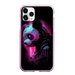 Чехол iPhone 11 Pro матовый Панда киберпанк в фиолетовом свете