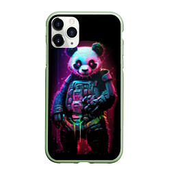 Чехол iPhone 11 Pro матовый Киберпанк панда во весь рост, цвет: 3D-салатовый