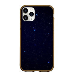 Чехол iPhone 11 Pro матовый Тёмный космос и синие звёзды, цвет: 3D-коричневый