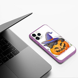 Чехол iPhone 11 Pro матовый ХэллоуиН для праздника, цвет: 3D-фиолетовый — фото 2