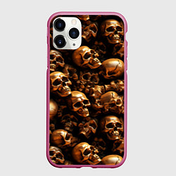 Чехол iPhone 11 Pro матовый Медные черепа, цвет: 3D-малиновый