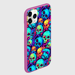 Чехол iPhone 11 Pro матовый Яркие кислотные черепа, цвет: 3D-фиолетовый — фото 2