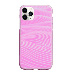 Чехол iPhone 11 Pro матовый Волны светло-розовый