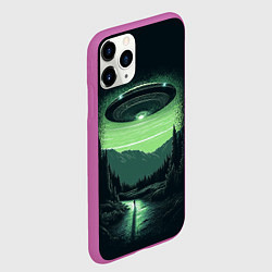 Чехол iPhone 11 Pro матовый НЛО в лесу, цвет: 3D-фиолетовый — фото 2