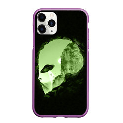 Чехол iPhone 11 Pro матовый Пещера в форме головы пришельца, цвет: 3D-фиолетовый