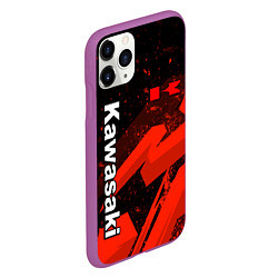 Чехол iPhone 11 Pro матовый Кавасаки - красные брызги, цвет: 3D-фиолетовый — фото 2