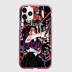 Чехол iPhone 11 Pro матовый Кокушибо высшая луна - Клинок демонов, цвет: 3D-малиновый