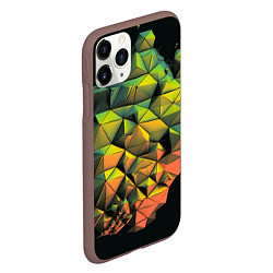 Чехол iPhone 11 Pro матовый Зеленая кубическая абстракция, цвет: 3D-коричневый — фото 2