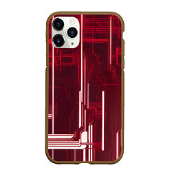 Чехол iPhone 11 Pro матовый Кибер схемы неон, цвет: 3D-коричневый