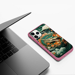 Чехол iPhone 11 Pro матовый Облачный дракон Irezumi, цвет: 3D-малиновый — фото 2