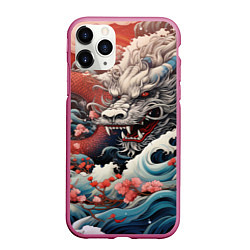 Чехол iPhone 11 Pro матовый Морской дракон Irezumi, цвет: 3D-малиновый