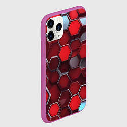Чехол iPhone 11 Pro матовый Cyber hexagon red, цвет: 3D-фиолетовый — фото 2