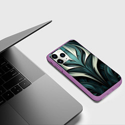 Чехол iPhone 11 Pro матовый Абстрактные узор в виде лица, цвет: 3D-фиолетовый — фото 2