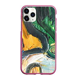Чехол iPhone 11 Pro матовый Раскрасочные мазки красок, цвет: 3D-малиновый