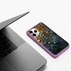 Чехол iPhone 11 Pro матовый Позолоченая броня, цвет: 3D-фиолетовый — фото 2