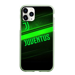 Чехол iPhone 11 Pro матовый Juventus green line, цвет: 3D-салатовый
