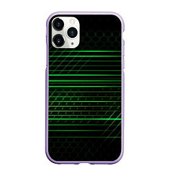 Чехол iPhone 11 Pro матовый Green abstract texture, цвет: 3D-светло-сиреневый