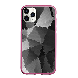Чехол iPhone 11 Pro матовый Мозаичный узор в серых оттенках, цвет: 3D-малиновый