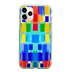 Чехол iPhone 11 Pro матовый Colorful strips - pop art - vogue, цвет: 3D-салатовый