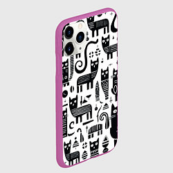 Чехол iPhone 11 Pro матовый Кошки абстрактный узор, цвет: 3D-фиолетовый — фото 2