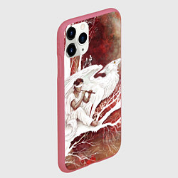Чехол iPhone 11 Pro матовый Слепой флейтист и белый грифон, цвет: 3D-малиновый — фото 2