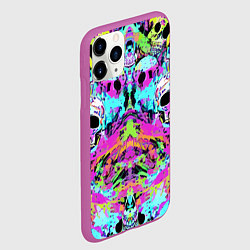 Чехол iPhone 11 Pro матовый Зеркальный паттерн из черепов - поп-арт, цвет: 3D-фиолетовый — фото 2