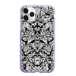 Чехол iPhone 11 Pro матовый Floral pattern - irezumi - neural network, цвет: 3D-светло-сиреневый