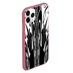Чехол iPhone 11 Pro матовый Черные завихрения, цвет: 3D-малиновый — фото 2