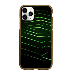 Чехол iPhone 11 Pro матовый Green abstract dark background, цвет: 3D-коричневый