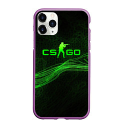 Чехол iPhone 11 Pro матовый CSGO green abstract, цвет: 3D-фиолетовый