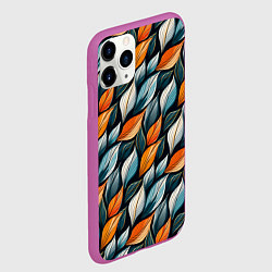 Чехол iPhone 11 Pro матовый Узор из листьев поздняя осень, цвет: 3D-фиолетовый — фото 2