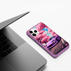 Чехол iPhone 11 Pro матовый Тойота супра и сакура, цвет: 3D-фиолетовый — фото 2