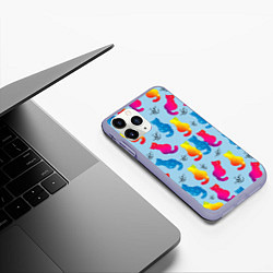 Чехол iPhone 11 Pro матовый Коты звездные и веточки, цвет: 3D-светло-сиреневый — фото 2