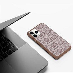 Чехол iPhone 11 Pro матовый Паттерн с деревянной кружкой и шашлыком в стиле кр, цвет: 3D-коричневый — фото 2